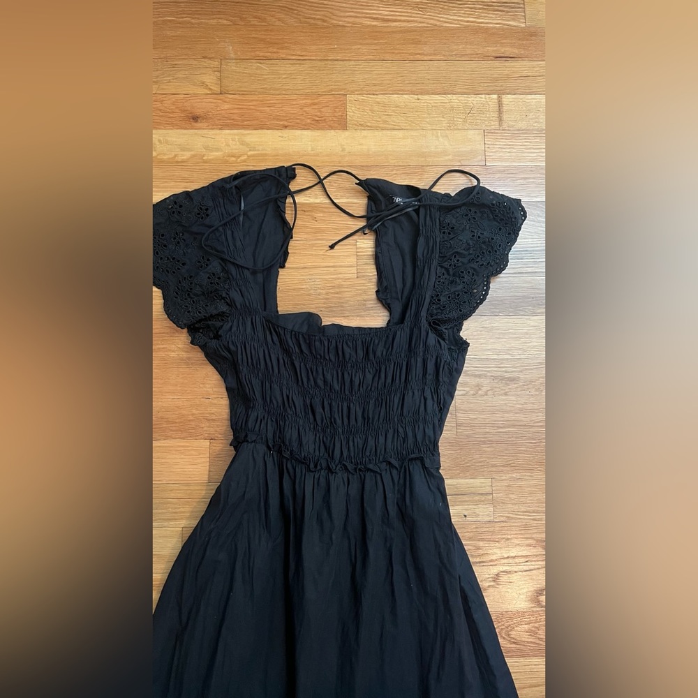 Zara Black Maxi Dress with Ruffled Hem - Picture 5 of 6